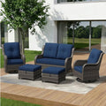 5 Piece Outdoor Wicker Patio Furniture Set, Outdoor Swivel Rocker Patio Chairs by Gardenbee