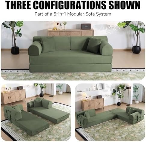 79" Memory Foam Sofa Bed, High Backrest Convertible Futon Boneless Couch - Image 3