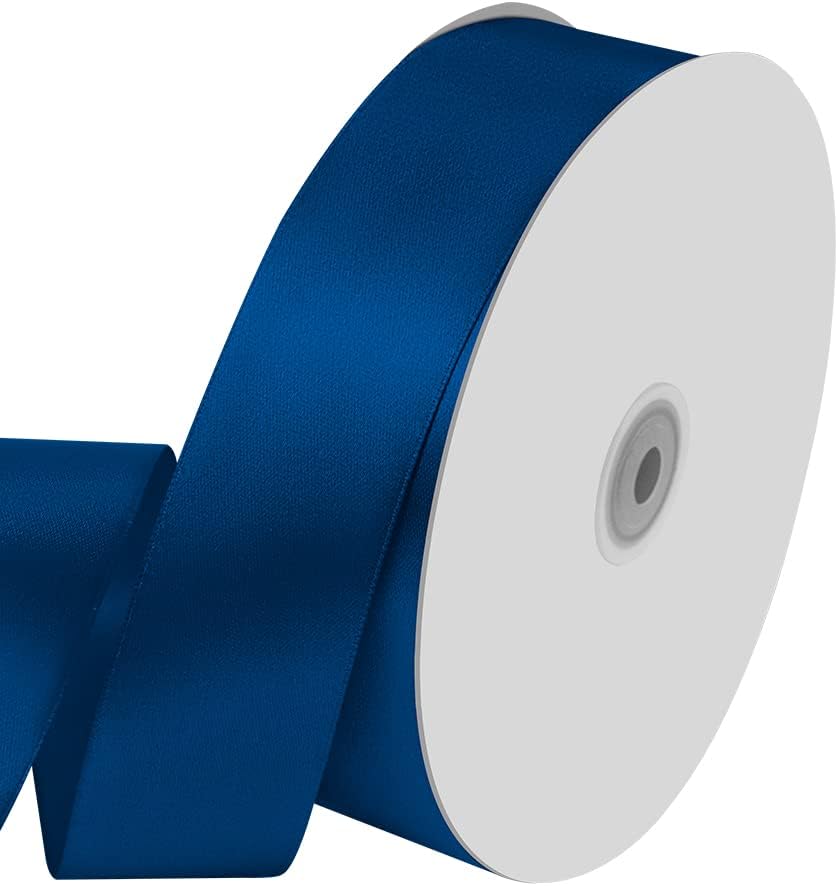 1-1/2" Wide x 100 Yards Single Faced Navy Blue Satin Ribbon, Royal Blue Ribbon Use for Bows Bouquet, Gift Wrapping, Wedding, Floral Arrangement (Navy Blue)