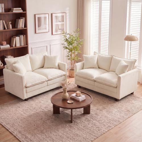 50'' Loveseat Sofa Set, Small Couch Set 2 Piece Cloud Love Seat by MUDANT