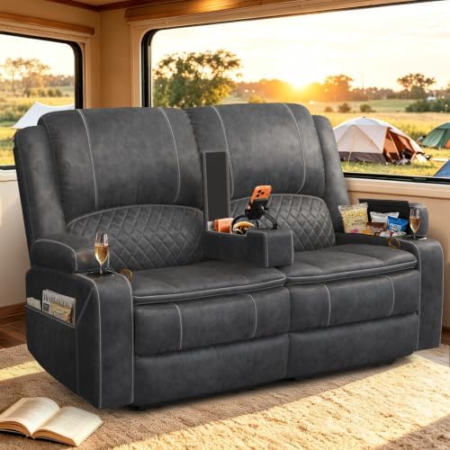 Loveseat Recliner Sofa, RV Loveseat Reclining Wall Hugger by SavortheHappyMoments