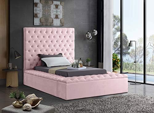 Meridian Furniture Bliss Collection Modern | Contemporary Velvet Upholstered Bed - Image 2