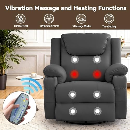 Korser Oversized Recliner Chair, 360° Swivel Recliner - Image 4