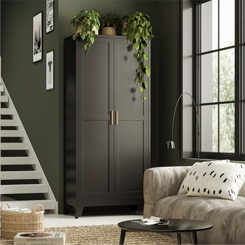 Bevivog 71" Black Metal Garage Storage Cabinets - Image 6