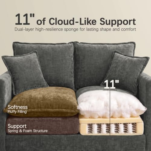 52" Loveseat Sofa, Small Cloud Love Seat Couches - Image 3