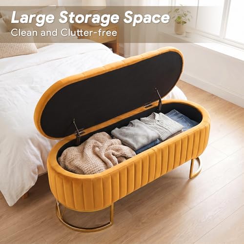 Velvet Oval Upholstered End of Bed Bench - Image 4
