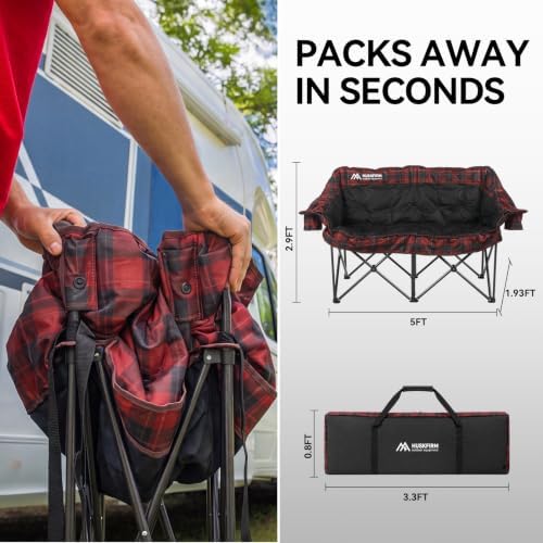 Huskfirm Padded Double Camping Chair, Camping Couch - Image 3