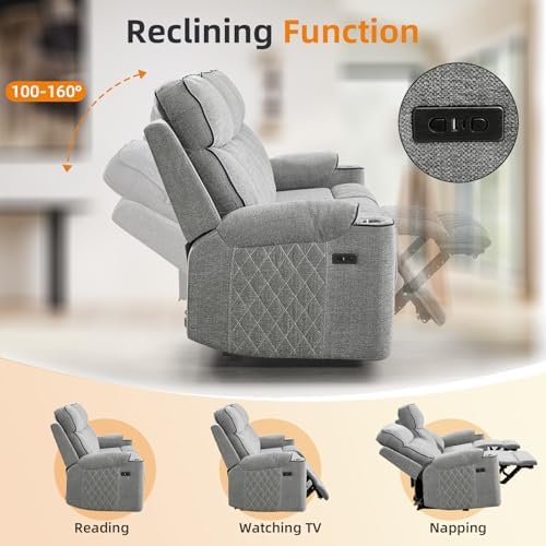 EBELLO Power Reclining Sofa Couch, Fabric Electric Recliner 3 Seater Sofa - Image 3