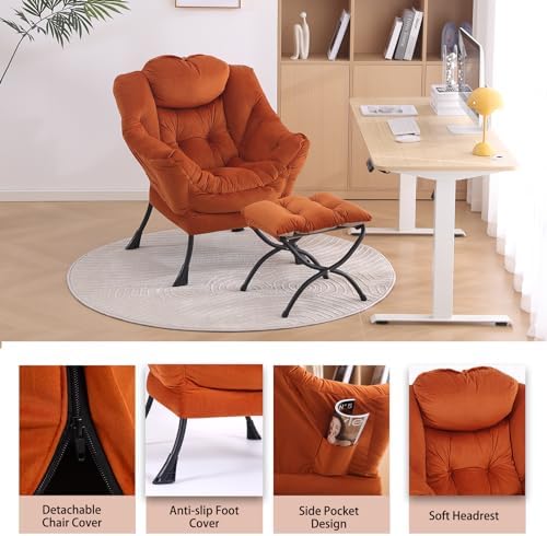 LITA Lazy Chair with Ottoman, Comfy Accent Reading Chair - Image 4