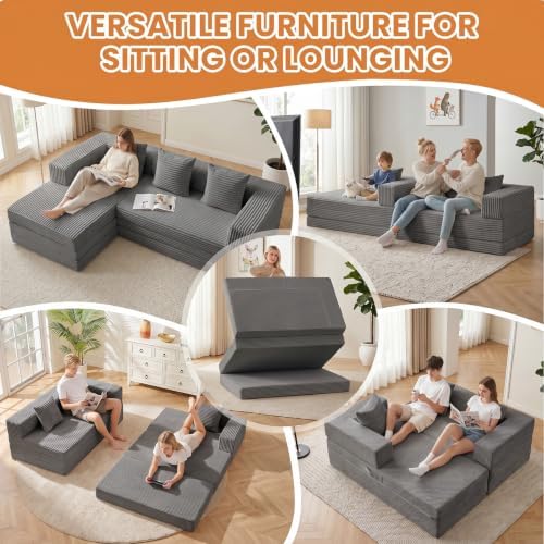 79" Modular Sectional Sofa, Boneless Convertible Sleeper Sofa Bed, Modern - Image 5
