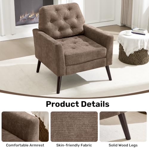 Accent Chair Set of 2, Mid Century Modern Living Room Chairs Reading Chair - Image 4