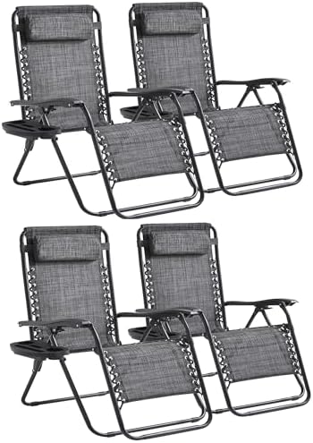 Zero Gravity Chair Set of 4 Oversized Folding Recliner, Padded Anti Gravity by Unknown
