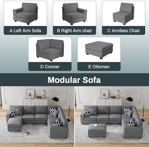 Legend Vansen Oversized Modular Sectional Sofa, U/L‑Shaped Reversible Couch - Image 6