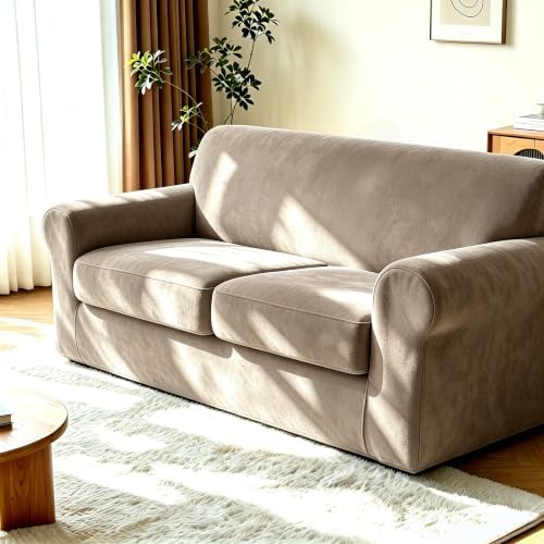 Luxury Velvet Sofa Covers for 2 Cushion Couch by HOMECOVER