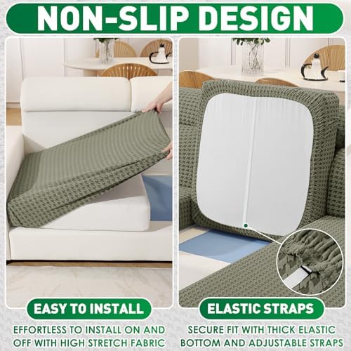 MAXIJIN Couch Cushion Covers for Sectional Sofa, Stretch Sofa Cushion Cover - Image 5