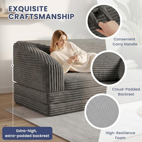 Loveseat 51 inch, 2-in-1 Convertible Tri-Folding Sofa Bed - Image 6