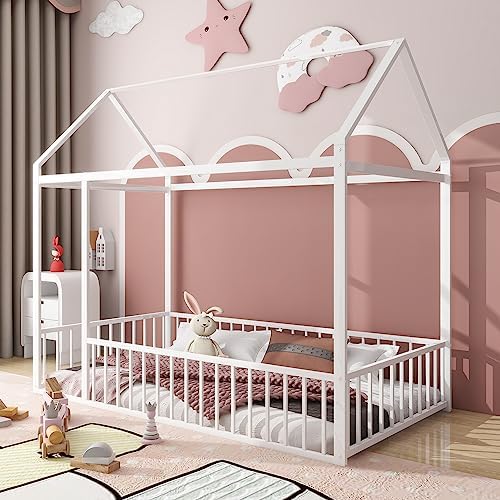 Flieks Twin Size Metal Bed House Bed Frame - Image 3