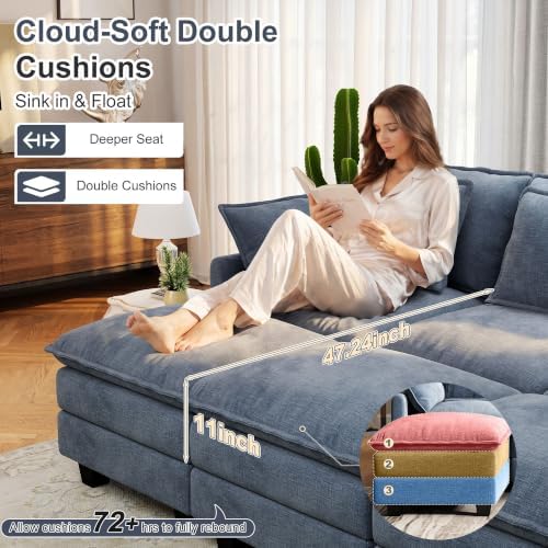 Hanherry 107" Cloud Couch Sectional Modular Sofa, Deep Seat Couches - Image 4
