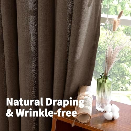 YoungsTex Brown Linen Kitchen Window Over Sink Curtains 36 Inch Length - Image 6