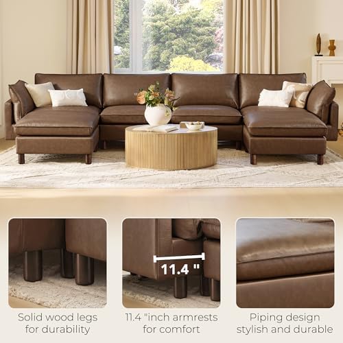 CHITA 127" Leather Super Large Sectional Couches - Image 7