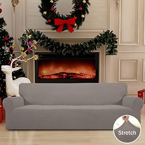 Easy-Going Stretch 4 Seater Oversized Sofa Couch Cover Taupe - Image 2