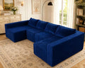 Claiks 128" U Shaped Boneless Couch, Corduroy Sectional Sofa by CLAIKS