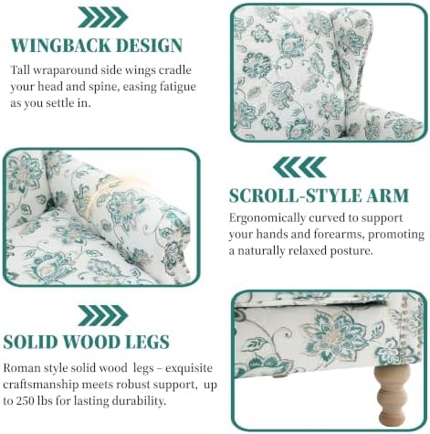 Mid Century Floral Wingback Chair - Image 6
