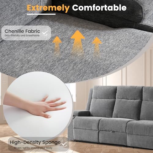 Manual Recliner Sofa Set, Reclining Sofa Couch, 3 Seater Reclining Loveseat Sofa - Image 6