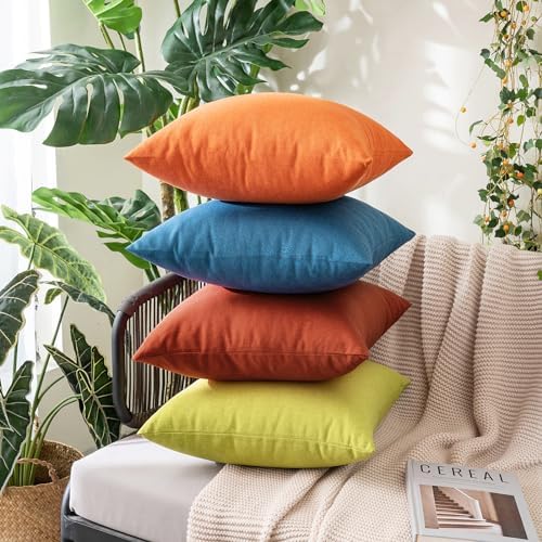 MIULEE Decorative Outdoor Pillow Covers Fall 12x12 Burnt Orange - Image 4
