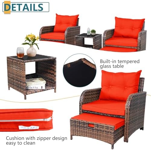 5 Pieces Wicker Patio Chairs Set - Image 5