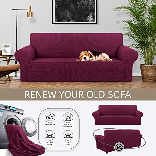 KEKUOU Stretch Couch Covers for Sofa, 3 Cushion Couch Slipcover - Image 3