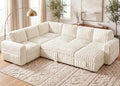 HONBAY Plush Corduroy Modular Sectional Sofa by HONBAY