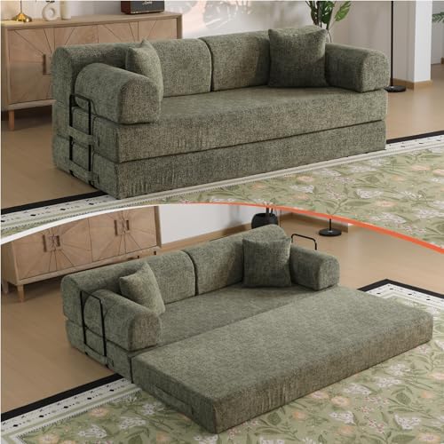 79" Memory Foam Sofa Bed, High Backrest Convertible Futon Boneless Couch by KSTNLUXQ