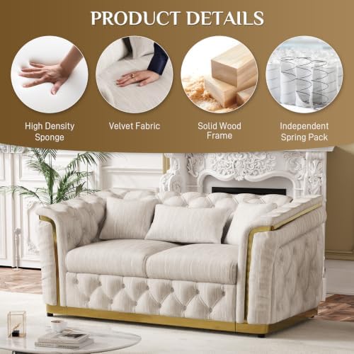 67.5"Velvet Chesterfield Sofa - Image 4