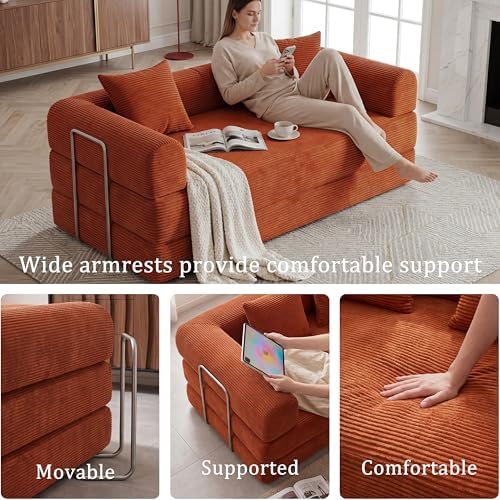 Futon Sofa Bed Modular Loveseat Sleeper Folding Pull Out Couch - Image 5