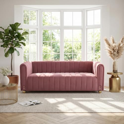 81" Velvet Sofa Mid Century Modern Couch - Image 4