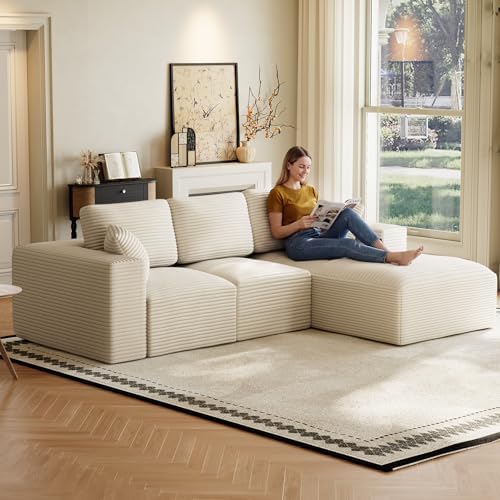 ONEMMLION 109" L-Shaped Cloud Boneless Couch Sofa - Image 2