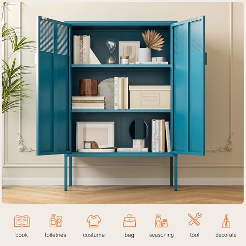 Ustamio Blue Metal Storage Cabinet - Image 4