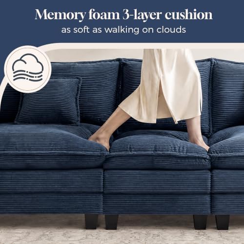 Corduroy Cloud Couch Modular Sectional Sofa, Oversized Deep Seat Modern - Image 4