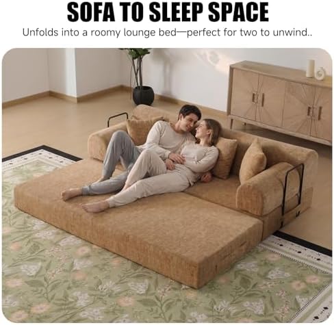 79" Memory Foam Sofa Bed, High Backrest Convertible Futon Boneless Couch - Image 7