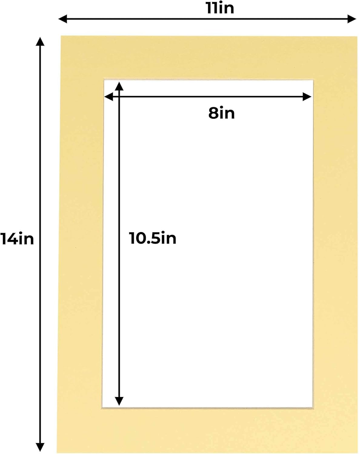 11x14 Mat for 8.5x11 Photo - Precut Soft Yellow Picture Matboard for Frames Measuring 11 x 14 Inches - Bevel Cut Matte to Display Art Measuring 8.5 x 11 Inches - Acid Free Pack of 25 MATS