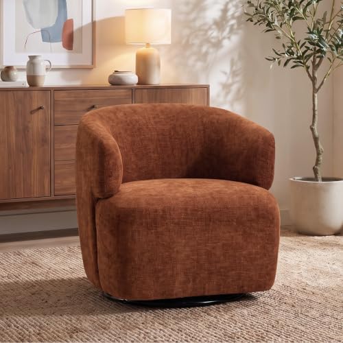 SOFTHION Swivel Accent Chair, Chenille Barrel Chair by SofthionDesign