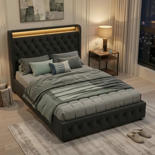 Full Size Bed Frame, 4 Storage Drawers, Charging Station - Image 3
