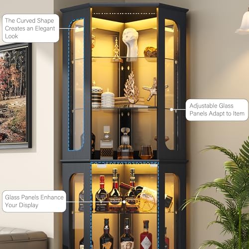 kepptory 72" Tall Corner Display Cabinet - Image 6