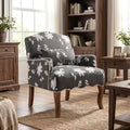 Shunzhi Floral Accent Chairs Farmhouse Upholstered Armchair Linen Reading Chair by Shunzhi