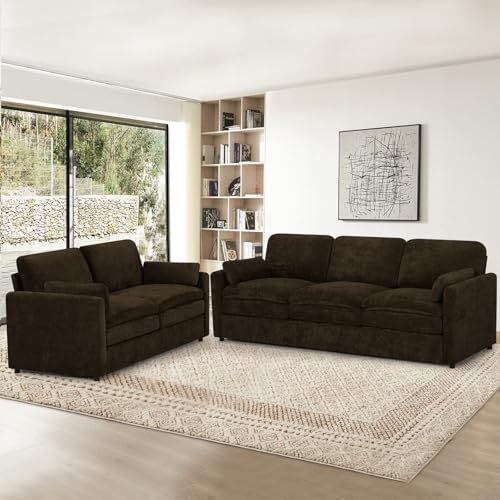 Chenille 2-Seater & 3-Seater Sofa Set w/Two Arm Pillows by ACMEASE
