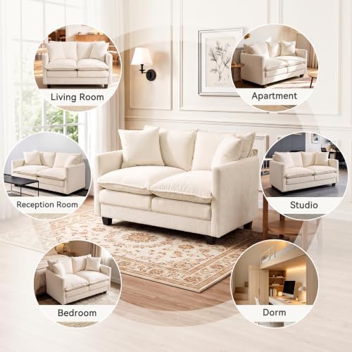 Loveseat Sofa, Soft Chenille Cloud‑Cushion Small‑Space Couch - Image 6
