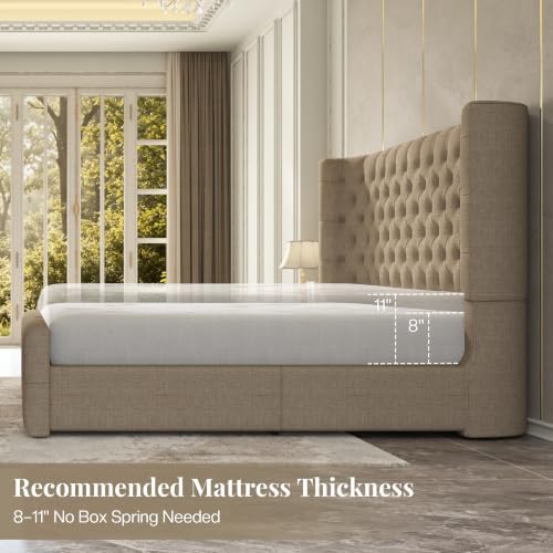 Jocisland Cal King Bed Frame Sleigh Headboard & Footboard - Image 7