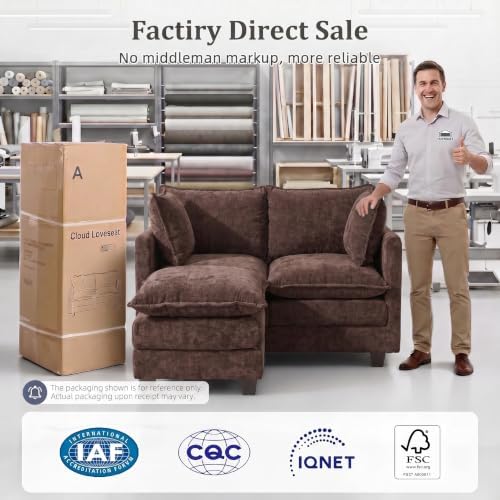 2-Seater Loveseat Sofa with Ottoman, Pet-Friendly Chenille, Washable Pillows - Image 6