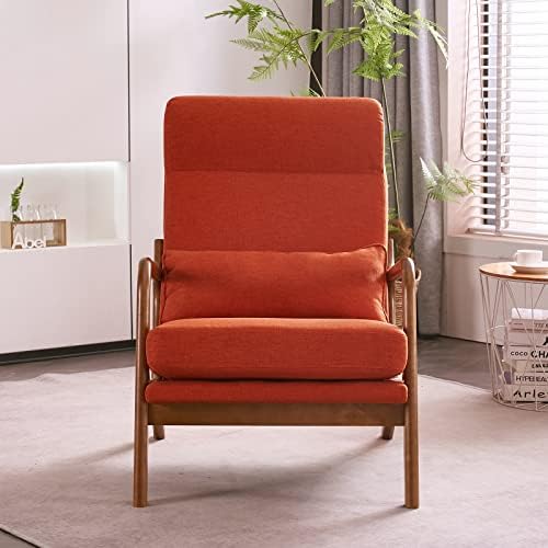 Karl home Accent Chair High Back Mid-Century Modern, Burnt Orange - Image 3